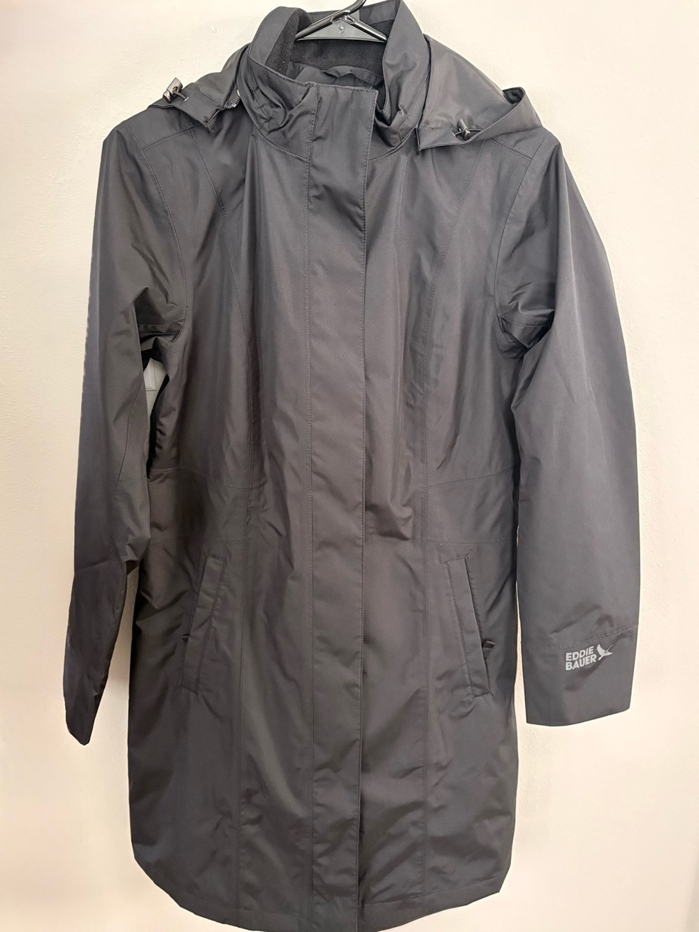 Eddie Bauer Women’s Hooded Waterproof Trench Coat Black Size XL - New